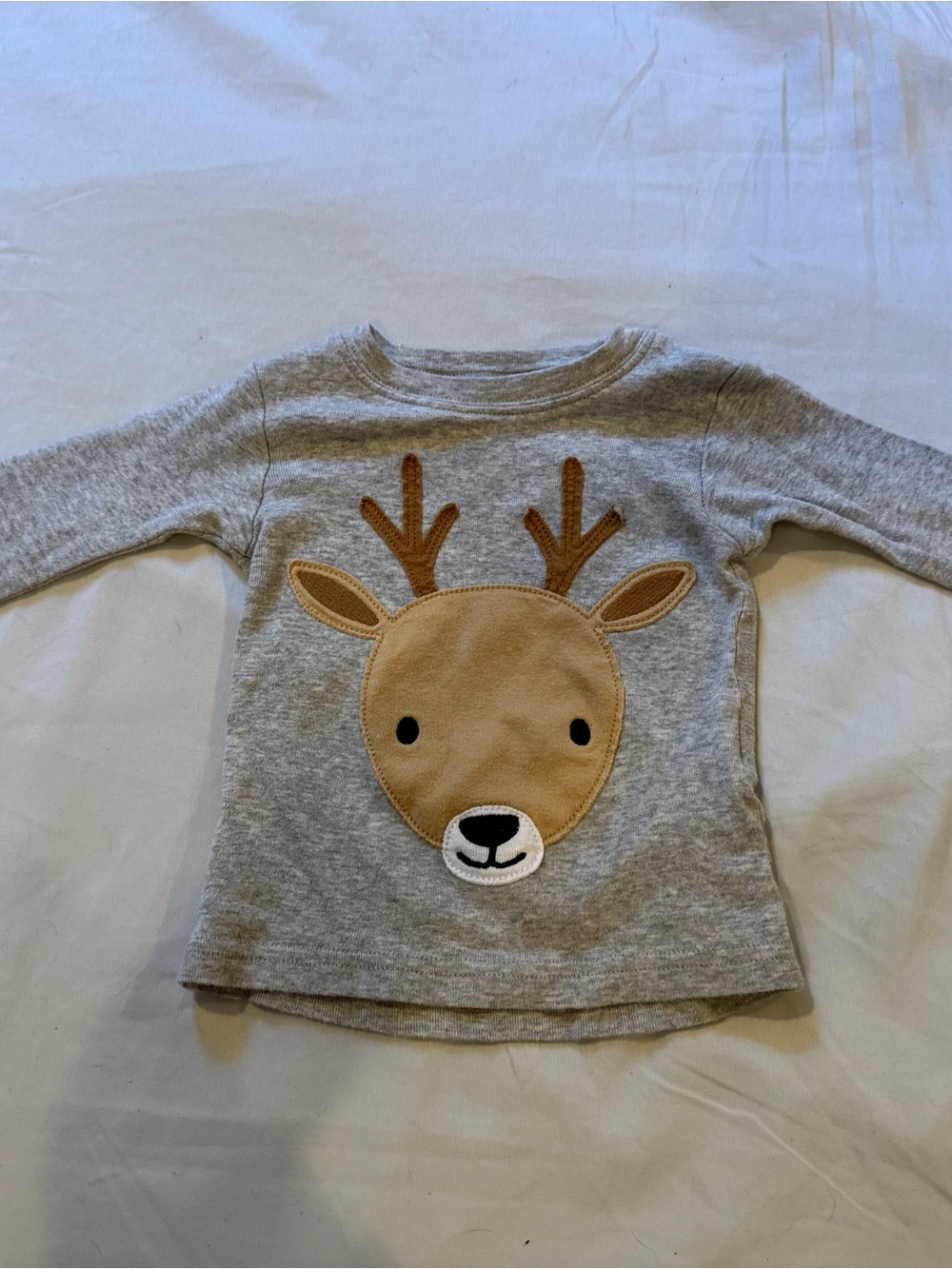 Carter's Heather Gray Long Sleeve Tee with Deer Face Applique
